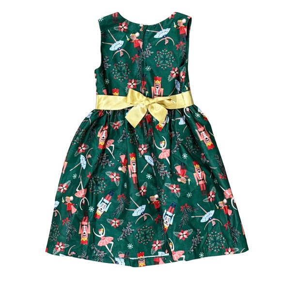 Bonnie Jean Girls Green Nutcracker Ballerina Holiday Christmas Dress Size 6 - Picture 4 of 5